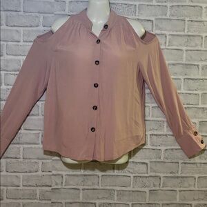 SHEIN Cold Shoulder pale Pink Long Sleeved button Top size small, lightweight